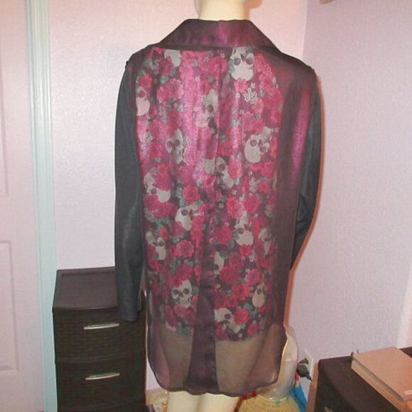 Vtg Y2K Lip Service Blacklist Sheer Mesh Top Size L Baddie Goth Grunge Witchy - Picture 7 of 12